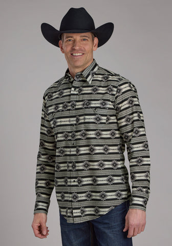 Roper Mens 2182 Santa Fe Aztec Black 100% Cotton L/S Shirt
