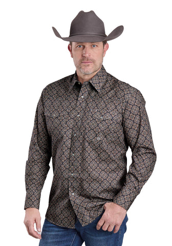 Roper Mens 2586 Bronze Medallion Brown 100% Cotton L/S Shirt