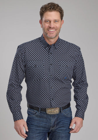 Roper Mens 2240 Diamonds Black 100% Cotton Btn L/S Shirt