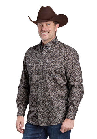 Roper Mens 2586 Bronze Medallion Brown 100% Cotton Btn L/S Shirt