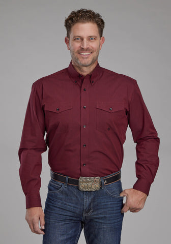 Roper Mens 2162 Black Fill Red 100% Cotton Btn L/S Shirt