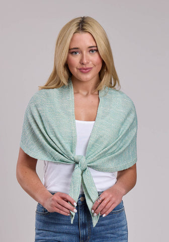 Roper Womens Open Neckline Aqua/Cream 100% Cotton Shrug Sweater