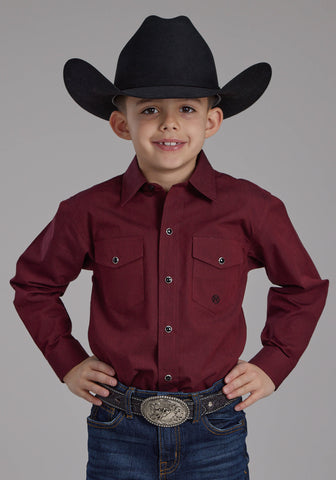 Roper Kids Boys 2162 Black Fill Red 100% Cotton L/S Shirt