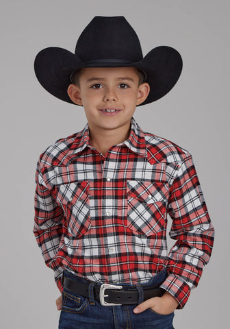 Roper Kids Boys 2205 Unlined Flannel Orange 100% Cotton L/S Shirt