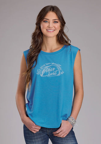Roper Womens Taco Bout Blue Poly/Rayon S/L T-Shirt