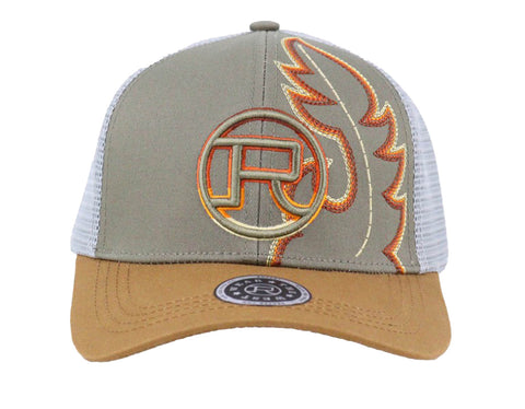 Roper Unisex Flame Logo Gray/Tan Cotton Blend Baseball Cap Hat