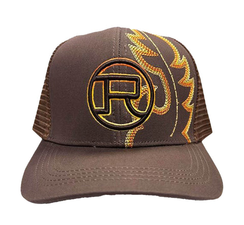 Roper Unisex Flame Logo Brown Cotton Blend Baseball Cap Hat