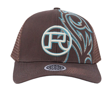 Roper Unisex Flame Logo Brown/Blue Cotton Blend Baseball Cap Hat