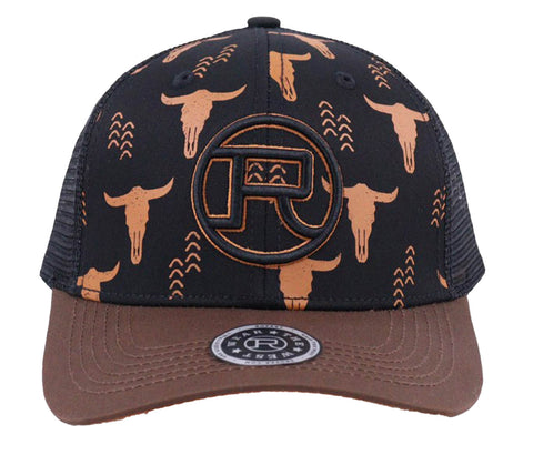 Roper Unisex Longhorns Logo Black/Brown Cotton Blend Baseball Cap Hat