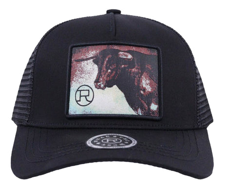 Roper Unisex Square Longhorn Cattle Black Cotton Blend Baseball Cap Hat