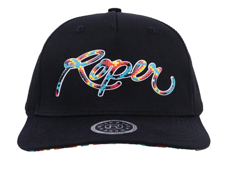 Roper Womens Serape Logo Black 100% Cotton Baseball Cap Hat