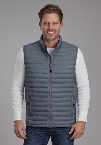 Roper Mens Parachute Down Silver Blue 100% Nylon Softshell Vest