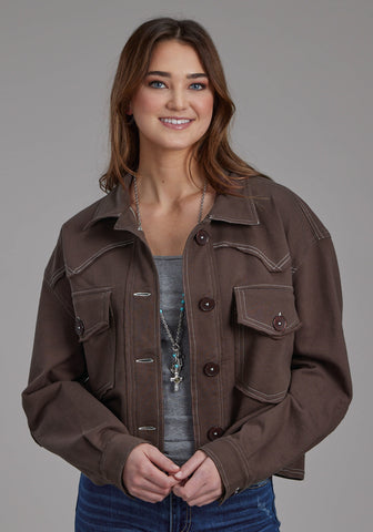 Roper Womens Western Crop Brown 100% Cotton Jacket