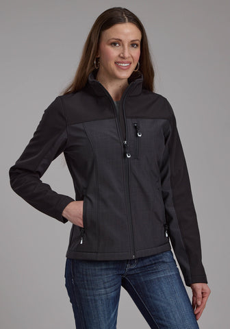 Roper Womens Pieced Fleece Grey/Black Poly/Spandex Softshell Jacket