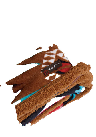 Roper Unisex Lined Aztec Print Turquoise 100% Polyester 50x60in Throw Blanket