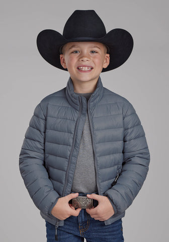 Roper Kids Boys Polyfill Parachute Silver Blue 100% Nylon Softshell Jacket