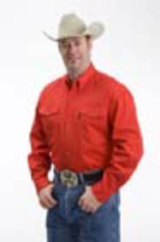 Roper Mens Basics Button Down Red 100% Cotton L/S Shirt