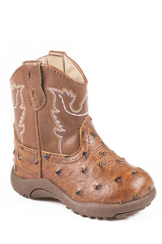 Roper Infant Unisex Cowbabies Bumps Tan Faux Leather Cowboy Boots