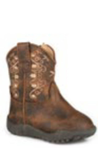 Roper Infant Girls Bailey Brown Faux Leather Cowboy Boots