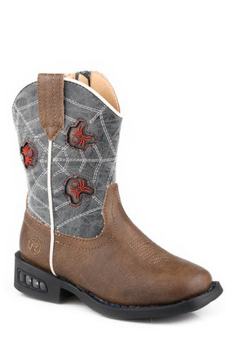 Roper Toddler Unisex Spidie Blue/Tan Faux Leather Cowboy Boots