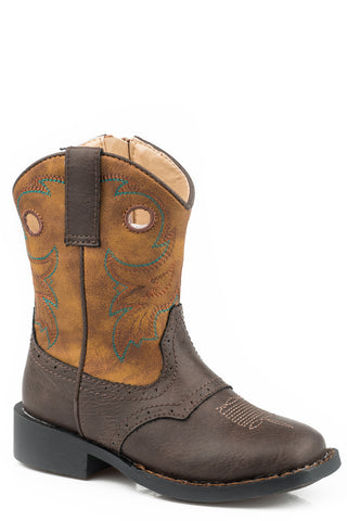 Roper Toddler Unisex Daniel Dark Brown Faux Leather Cowboy Boots