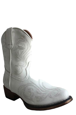 Roper Toddler Girls Riley 6in White Faux Leather Cowboy Boots