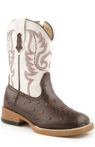 Roper Toddler Unisex Bumps Brown/White Faux Leather Cowboy Boots