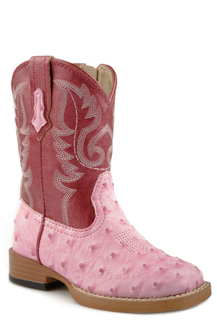 Roper Toddler Girls Bumps Pink Faux Leather Cowboy Boots