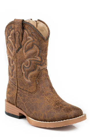 Roper Toddler Unisex Scout Vintage Tan Faux Leather Cowboy Boots