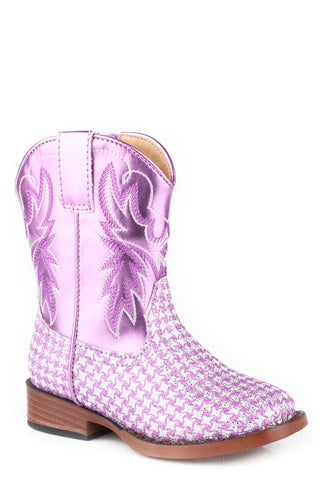 Roper Toddler Girls Glitter Gleam Lavender Faux Leather Cowboy Boots