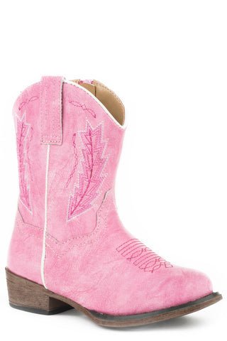 Roper Toddler Girls Taylor Fuchsia Faux Leather Cowboy Boots