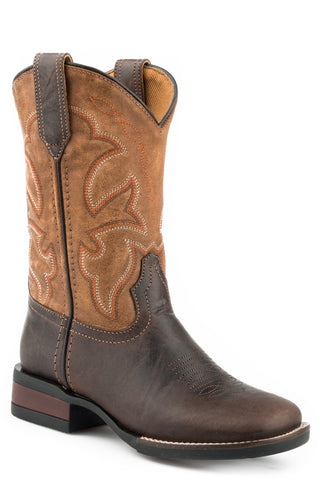 Roper Kids Unisex Monterey Tan/Brown Leather Cowboy Boots