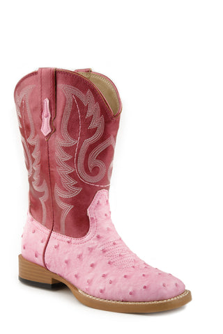 Roper Kids Girls Bumps Pink/Fuchsia Faux Leather Cowboy Boots