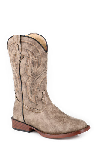 Roper Kids Unisex Eastwood Tan Faux Leather Cowboy Boots