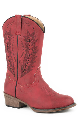 Roper Kids Unisex Taylor Red Faux Leather Cowboy Boots