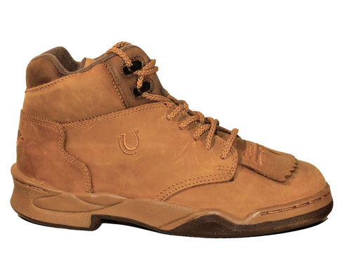 Roper Mens Horseshoe Kiltie Amber Brown Leather Ankle Boots