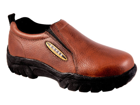 Roper Mens Performance Bay Brown Leather Slip-On Shoes