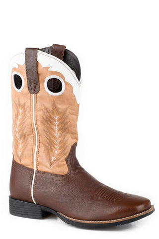 Roper Mens James 12in Brown Leather Square Toe Cowboy Boots