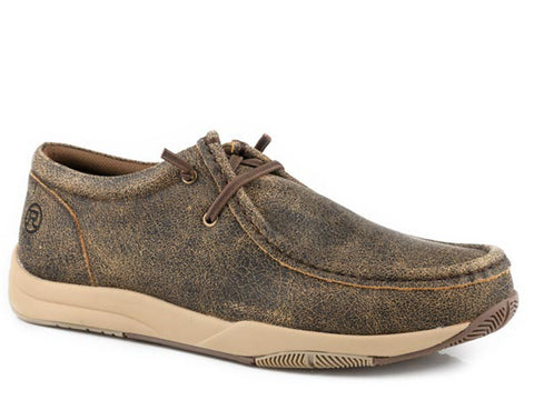 Roper Mens Clearcut Low Brown/Black Leather Slip-On Shoes