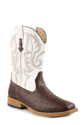 Roper Mens Bumps Brown/White Faux Leather Cowboy Boots