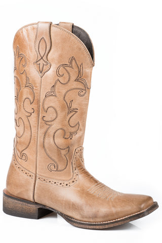 Roper Womens Lindsey Tan Leather Cowboy Boots