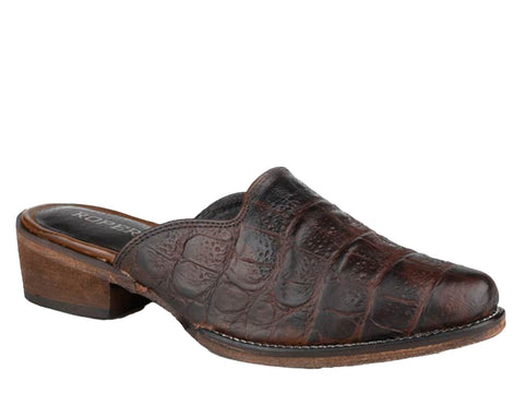 Roper Womens Lynelle Caiman Brown Leather Mules Shoes