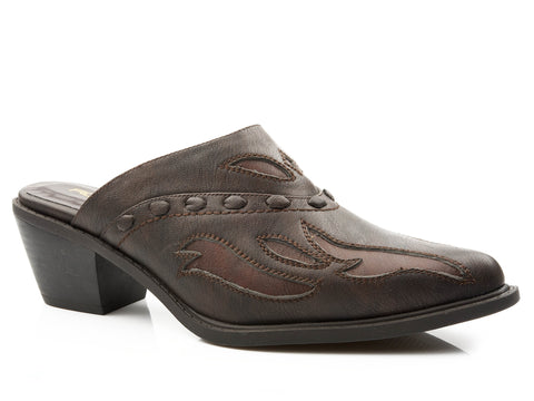 Roper Womens Beth Brown Faux Leather Mules Shoes