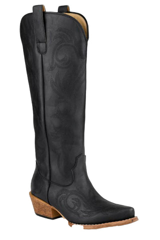 Roper Womens Ryder Black Faux Leather 15in Fashion Boots