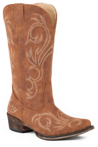Roper Womens Riley Tan Faux Leather Cowboy Boots