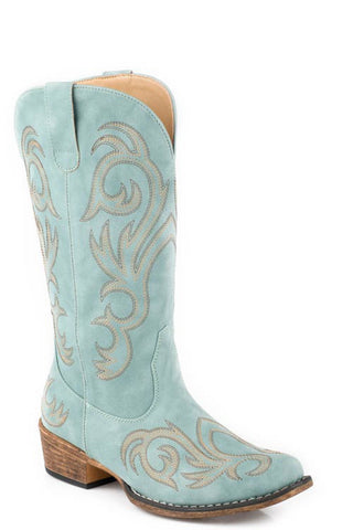 Roper Womens Riley Turquoise Faux Leather 12in Cowboy Boots
