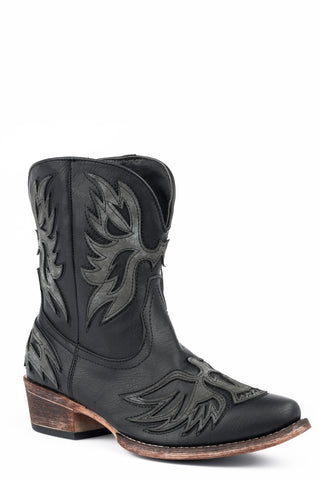 Roper Womens Amelia Chromatic Black Faux Leather Cowboy Boots