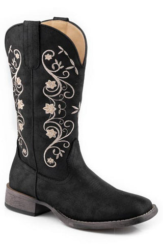 Roper Womens Bailey Vintage Black Faux Leather Cowboy Boots