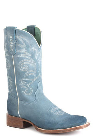 Roper Womens Persuede Light Blue Leather Cowboy Boots