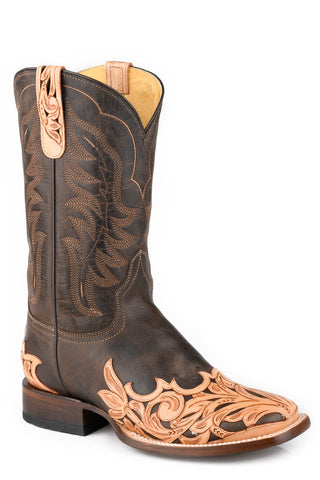Roper Womens The Natural Oiled Brown Leather Cowboy Boots
